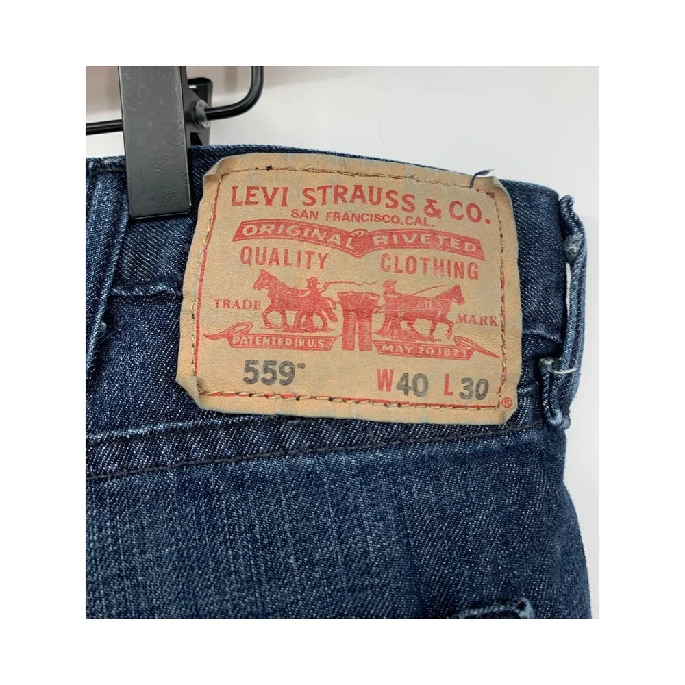 Levis 559 Jeans Mens 40x30 Blue Relaxed Straight Fade Cotton Denim Pants